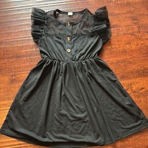 SHEIN Black Ruffled tulle Sleeve Kids Dress